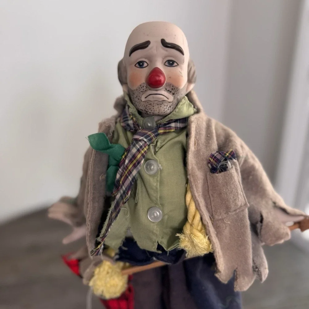 Vintage Sad Hobo Clown Porcelain Figurine 13